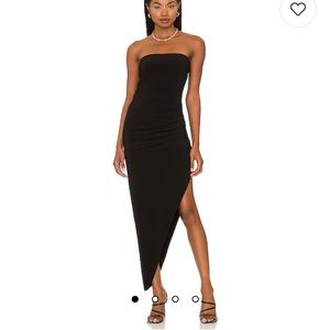 Norma Kamali Strapless Side Drape Gown in black